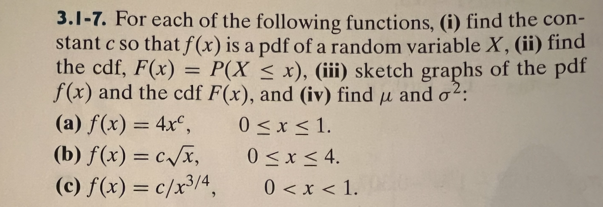 Solved 3.1-7. For each of the following functions, (i) find | Chegg.com