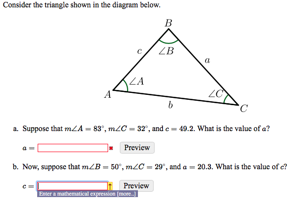 Solved Consider The Triangle Shown In The Diagram Below. C/ | Chegg.com