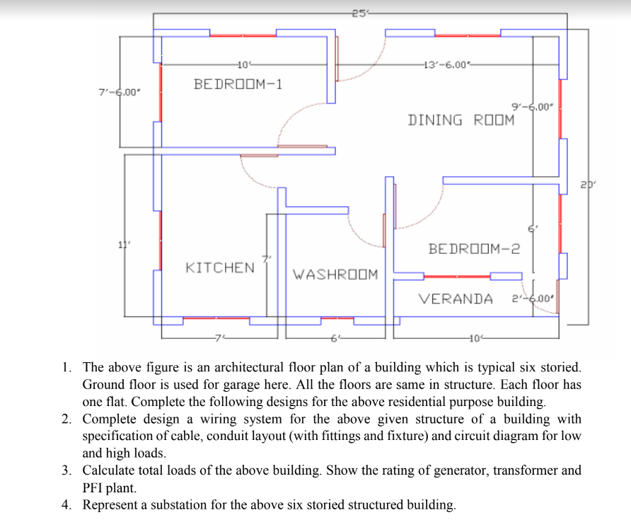 Solved 1. The above figure is an architectural floor plan of | Chegg.com