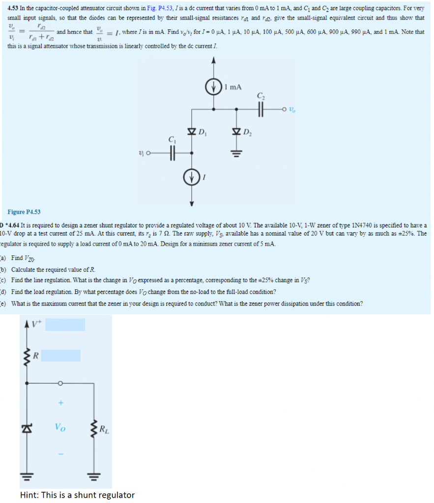 Solved 4.53 In the capacitorcoupled attenuator circuit