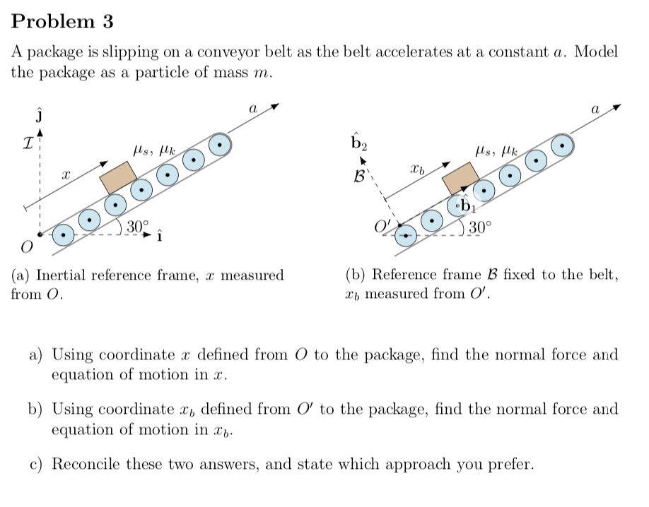 Solved Problem 3 A Package Is Slipping On A Conveyor Belt Chegg Com