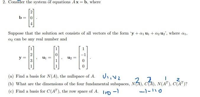 Solved 2. Consider The System Of Equations Ax=b, Where B= 10 | Chegg.com