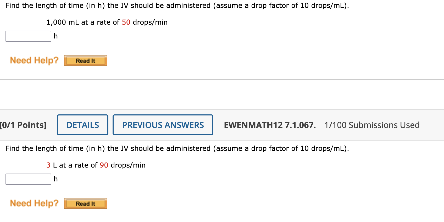 Solved Find The Length Of Time In H The Iv Should Be Chegg Com