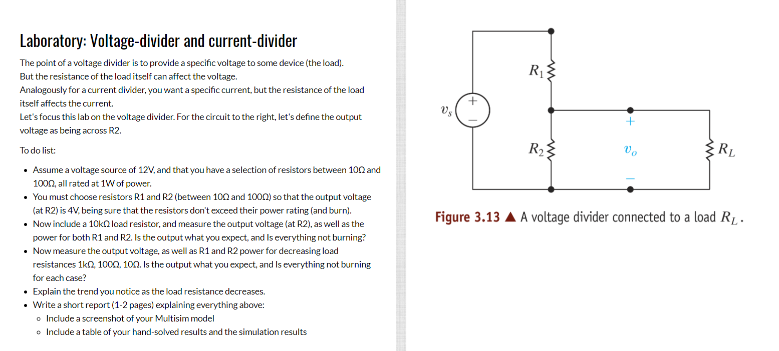 Solved Laboratory: Voltage-divider and current-divider Ri | Chegg.com
