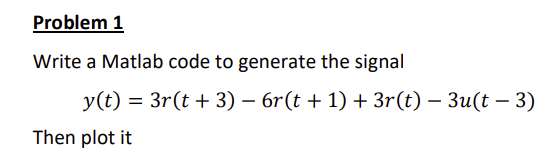 Solved Write a Matlab code to generate the signal | Chegg.com