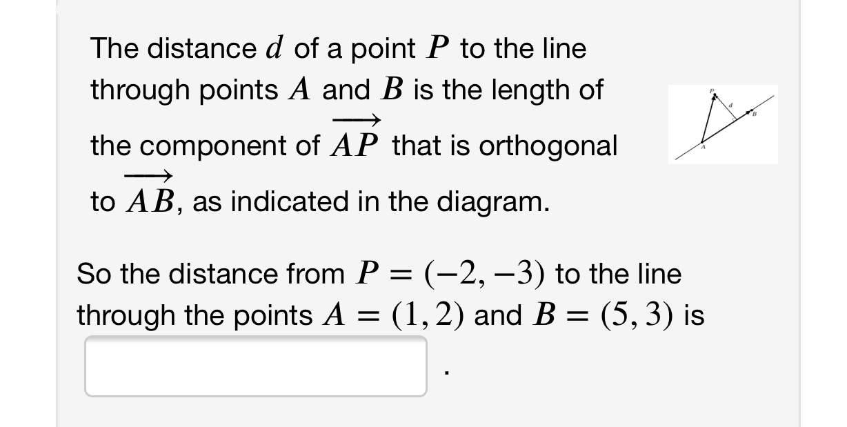 Solved The distance d of a point P to the line through | Chegg.com