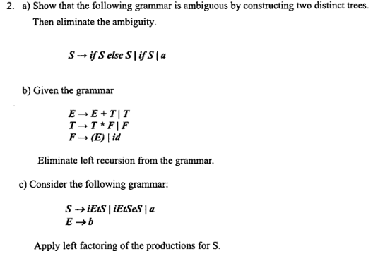 Solved 2. A) Show That The Following Grammar Is Ambiguous By | Chegg.com