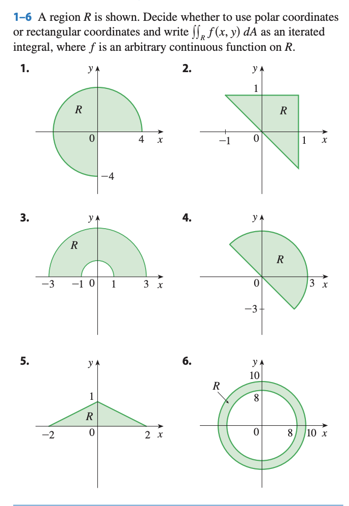 Solved 1-6 A Region R Is Shown. Decide Whether To Use Polar 