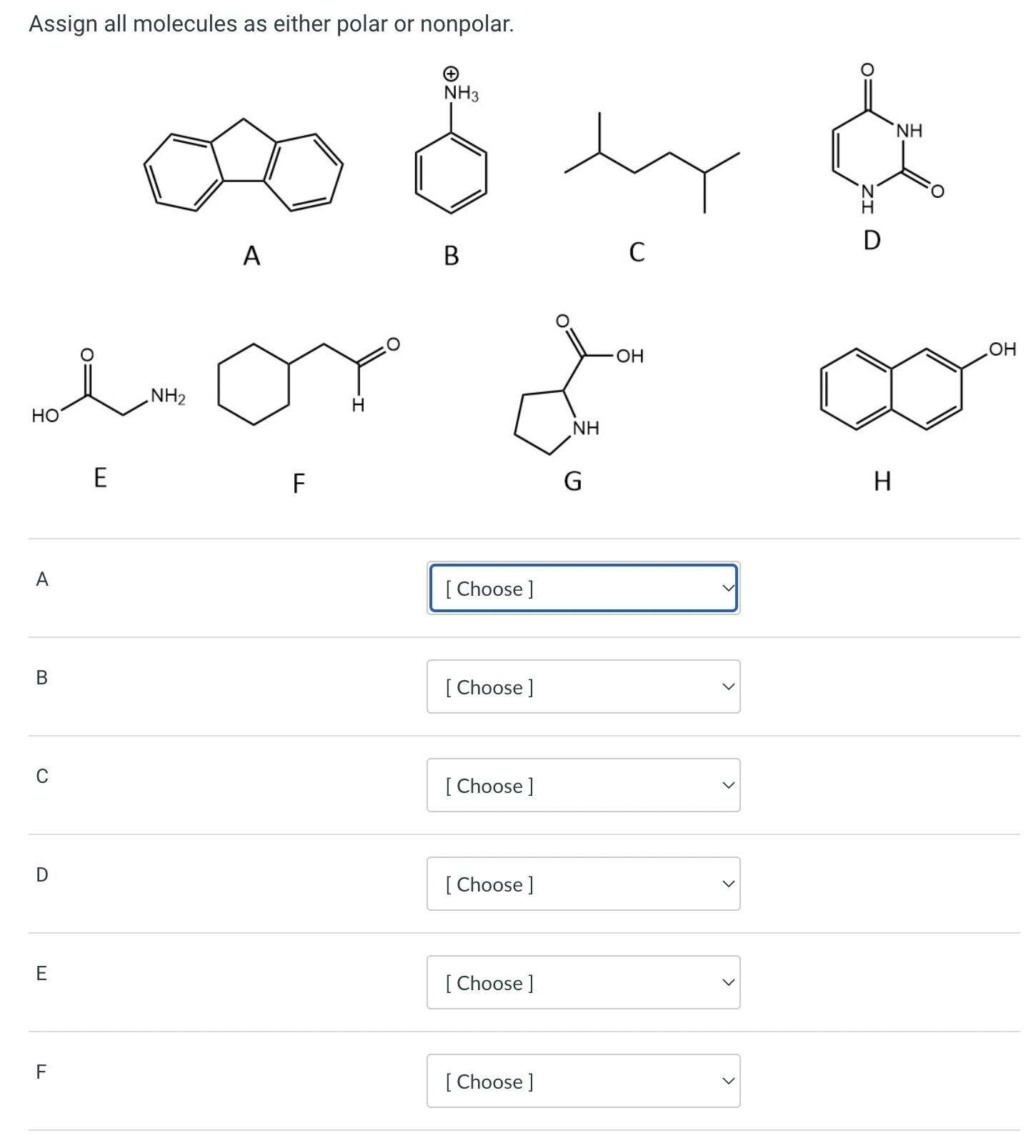 Solved Assign all molecules as either polar or nonpolar. A B | Chegg.com