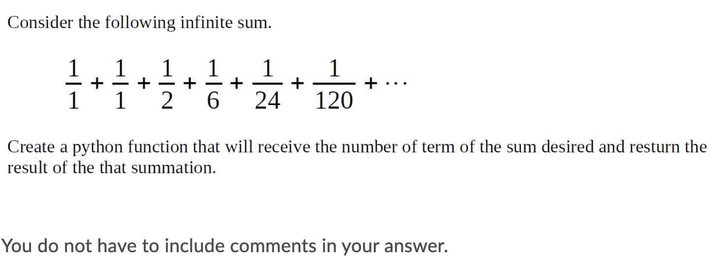 Solved Consider the following infinite sum. 1 + 1 1 + 1 2 + | Chegg.com