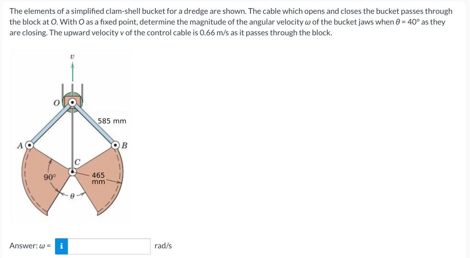 Solved The elements of a simplified clam-shell bucket for a | Chegg.com