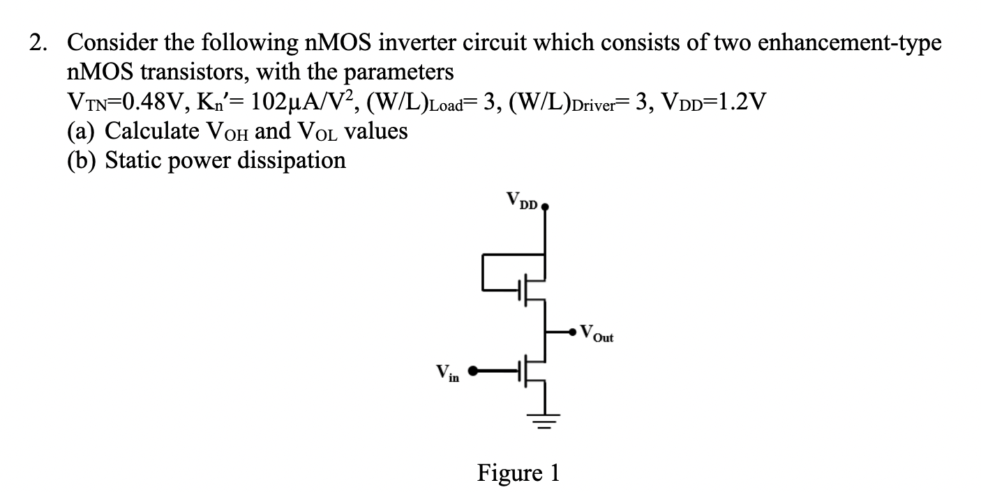 Solved Consider the following nMOS inverter circuit which | Chegg.com