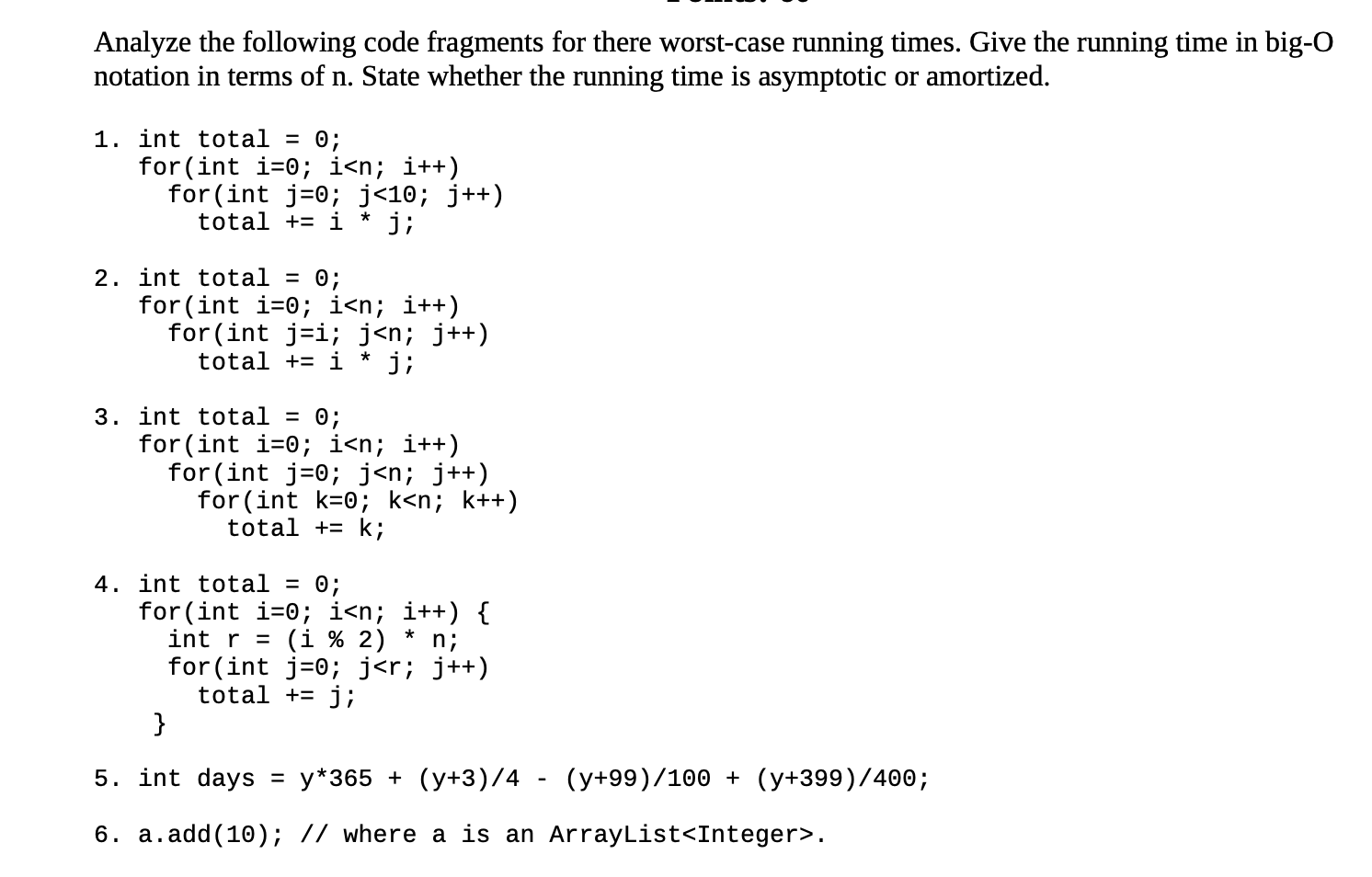 Solved Analyze The Following Code Fragments For There Wor Chegg Com