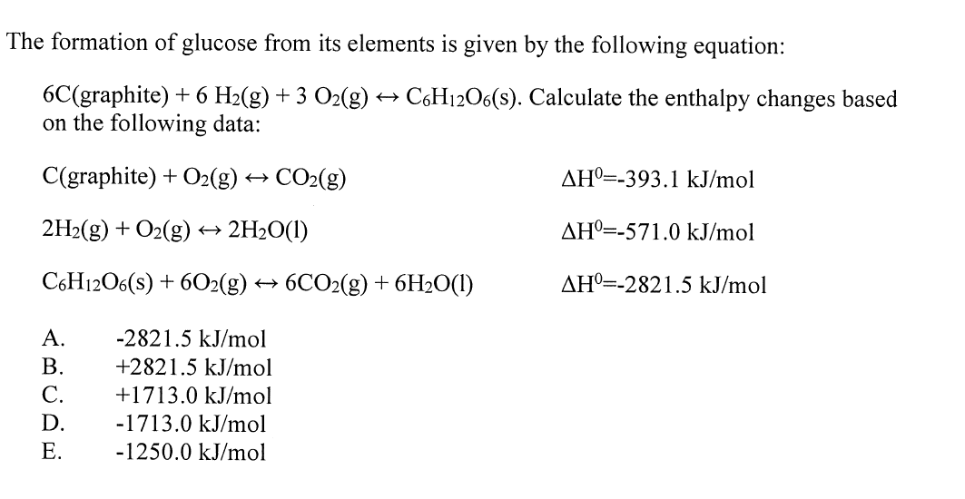 Solved The formation of glucose from its elements is given | Chegg.com