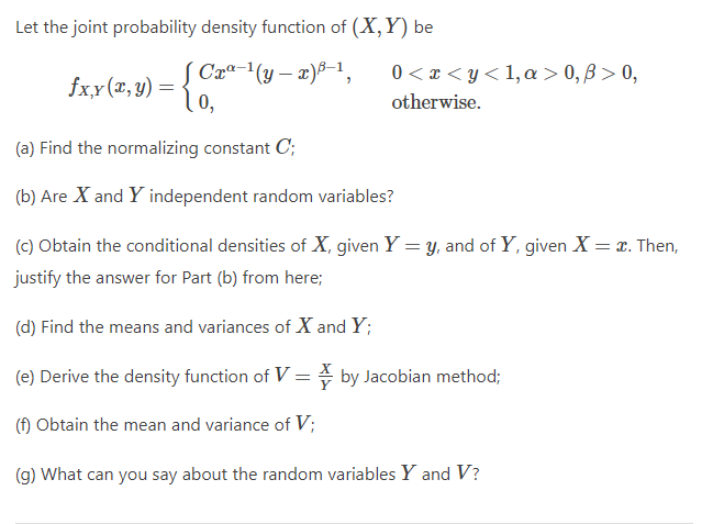 Solved Let the joint probability density function of (X,Y) | Chegg.com