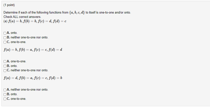 Solved (1 Point) Determine If Each Of The Following | Chegg.com