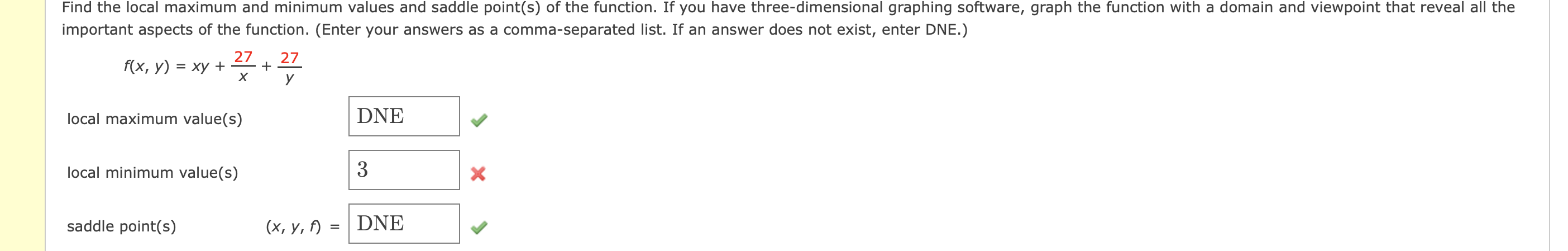 Solved Find the local maximum and minimum values and saddle | Chegg.com