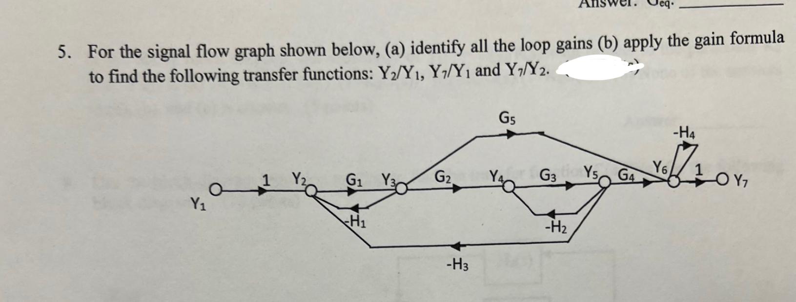 Solved 5. For the signal flow graph shown below, (a) | Chegg.com