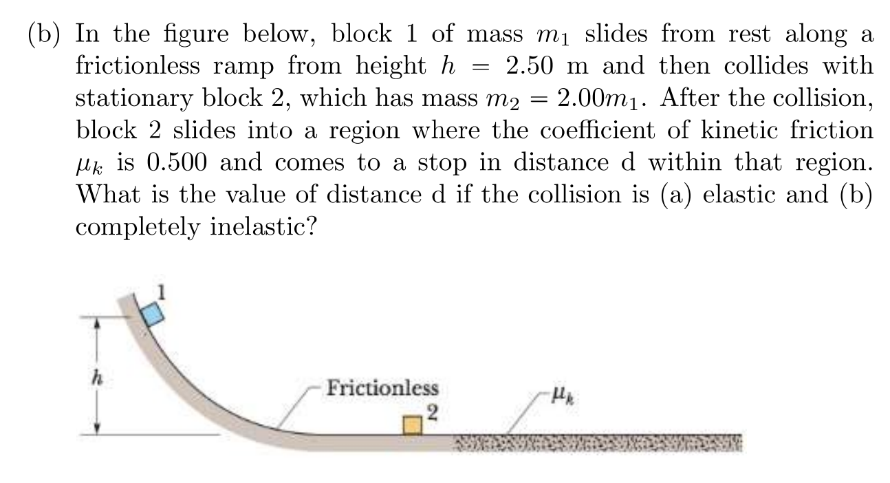 Solved (b) In The Figure Below, Block 1 Of Mass M₁ Slides | Chegg.com