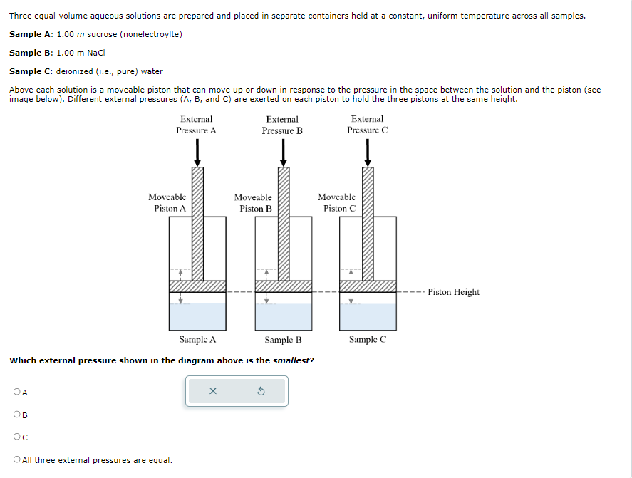 Solved Three Equal Volume Aqueous Solutions Are Prepared And