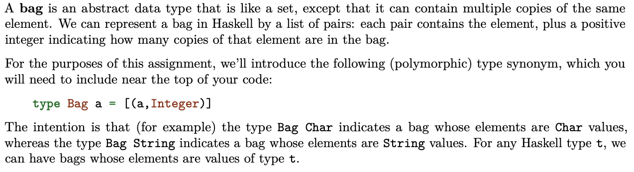 Solved A bag is an abstract data type that is like a set, | Chegg.com