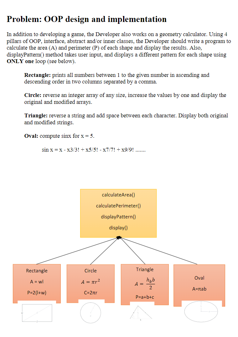 Solved Problem: OOP design and implementation In addition to | Chegg.com