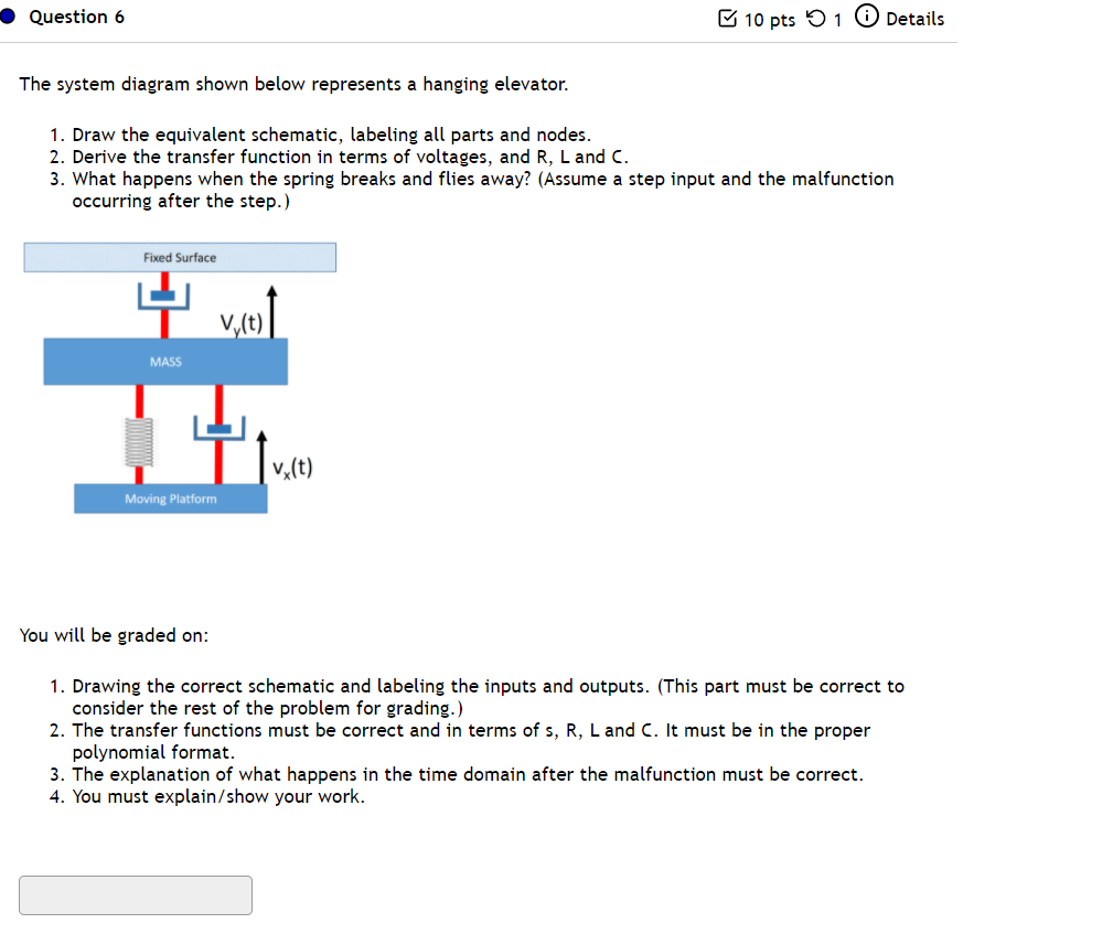 Solved Question 6 10 pts 5 1 0 Details The system diagram | Chegg.com