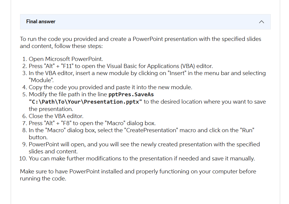 Solved I paste the code in the new module. But I do not know | Chegg.com