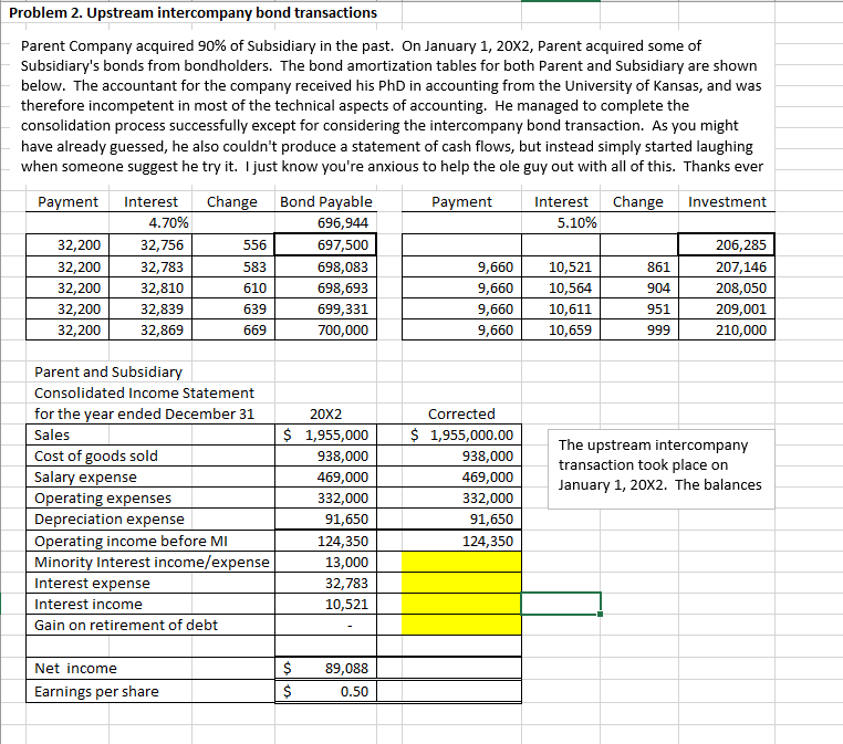 Problem 2. Upstream intercompany bond transactions | Chegg.com