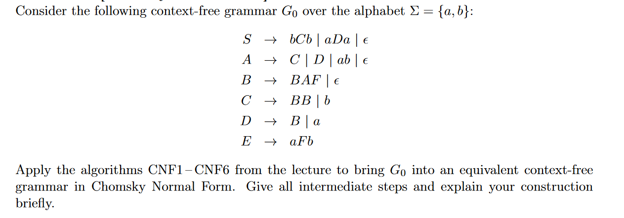 Solved Consider The Following Context-free Grammar G0 Over | Chegg.com