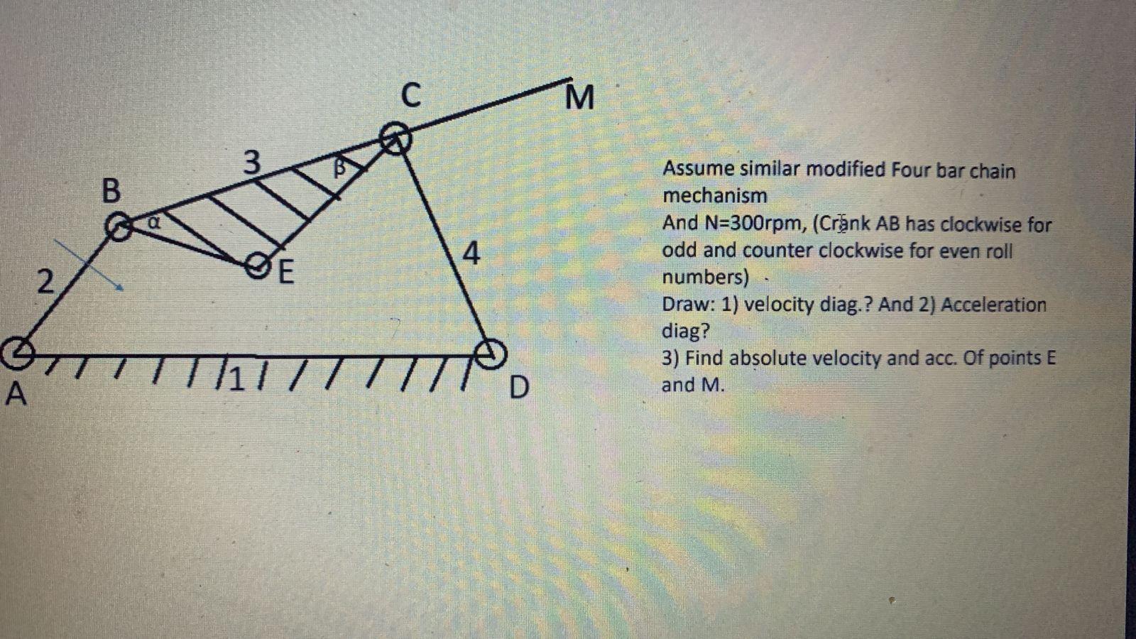 С M 3 B 4 2 E Assume similar modified Four bar chain | Chegg.com
