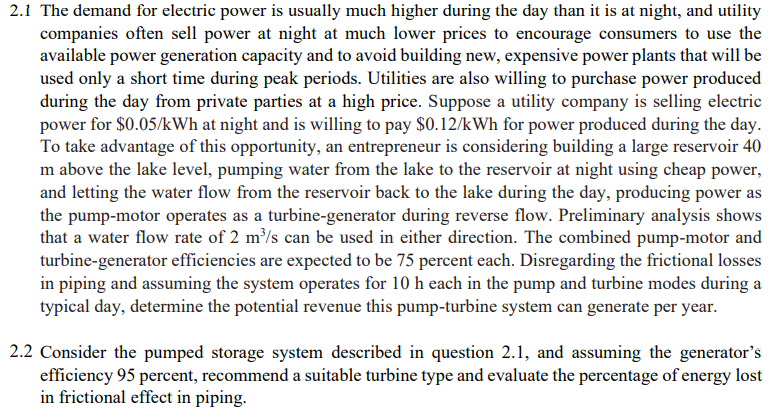 Solved 2.1 The demand for electric power is usually much | Chegg.com