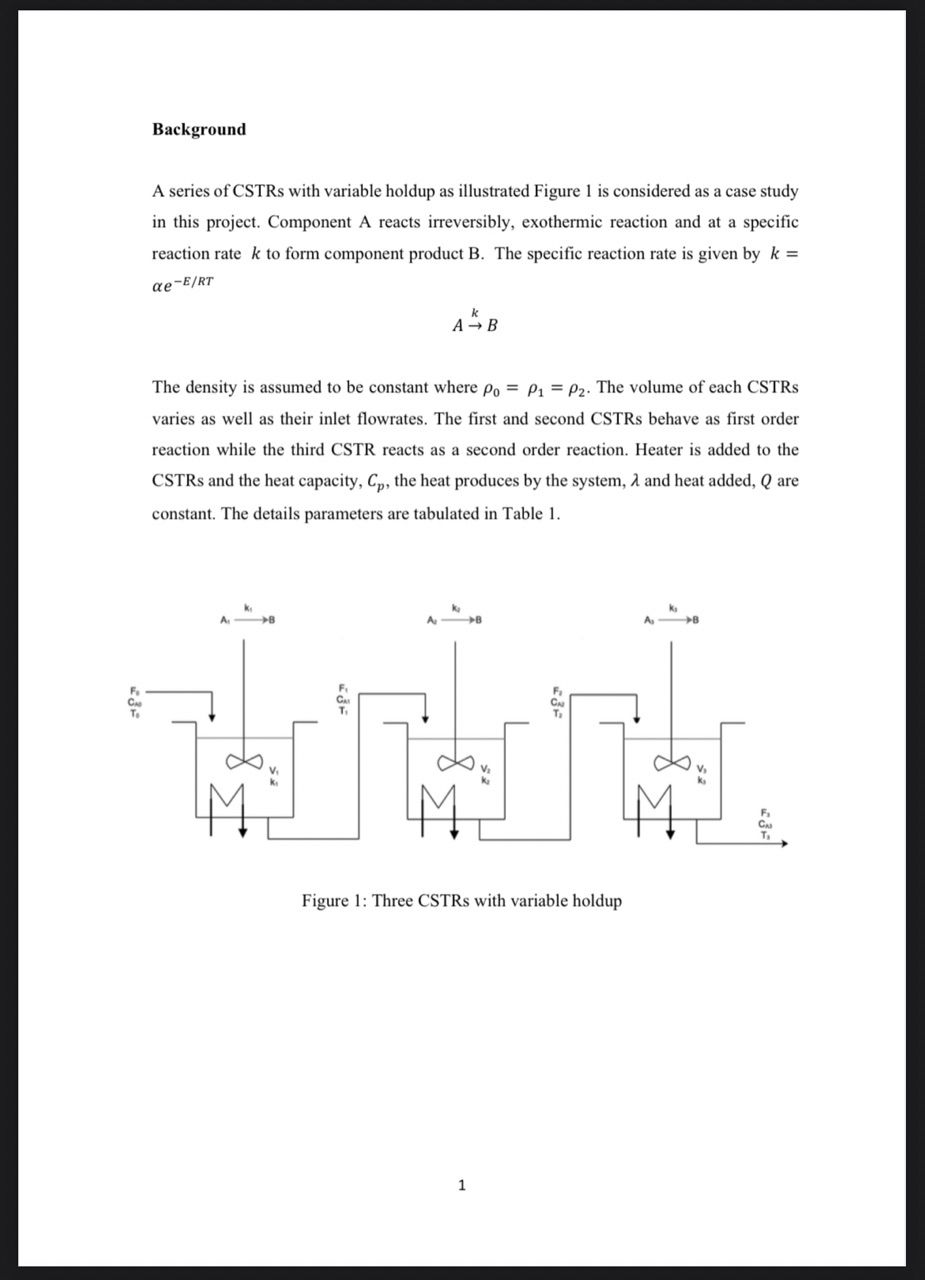 Solved BackgroundA series of CSTRs ﻿with variable holdup as | Chegg.com