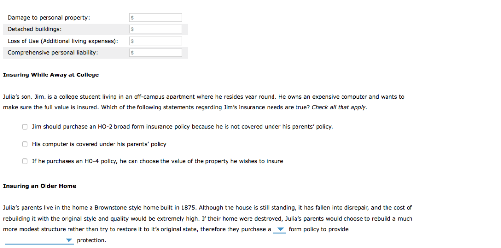 5. Types Of Homeowner's Insurance Policies Insuring A | Chegg.com