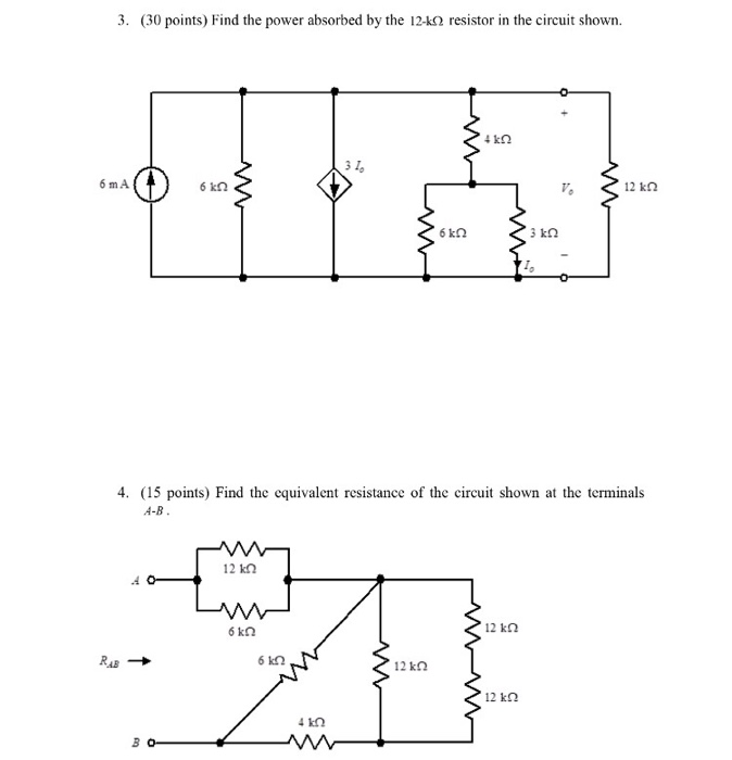 Solved Find the power absorbed by the 12-k Ohm resistor in | Chegg.com