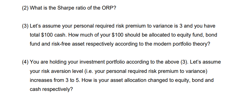 Solved The Expected Return And Standard Deviation Of The | Chegg.com