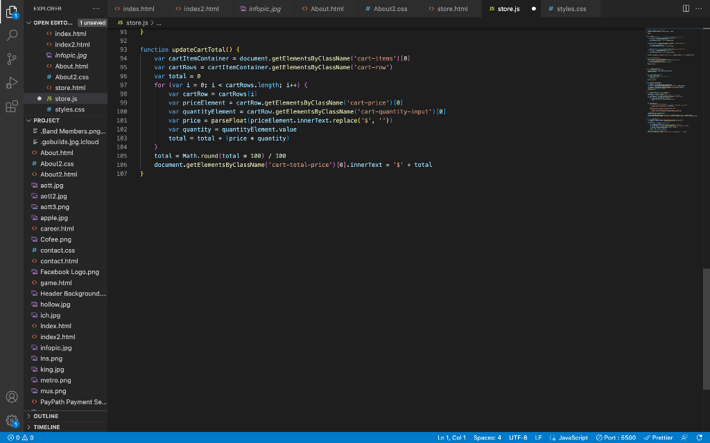 Solved how do you write a code (js) to simulate a shopping | Chegg.com