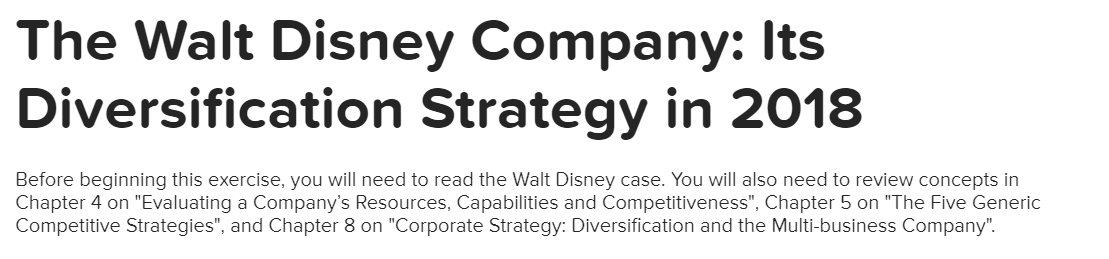 The Walt Disney Company: Its Diversification Strategy | Chegg.com