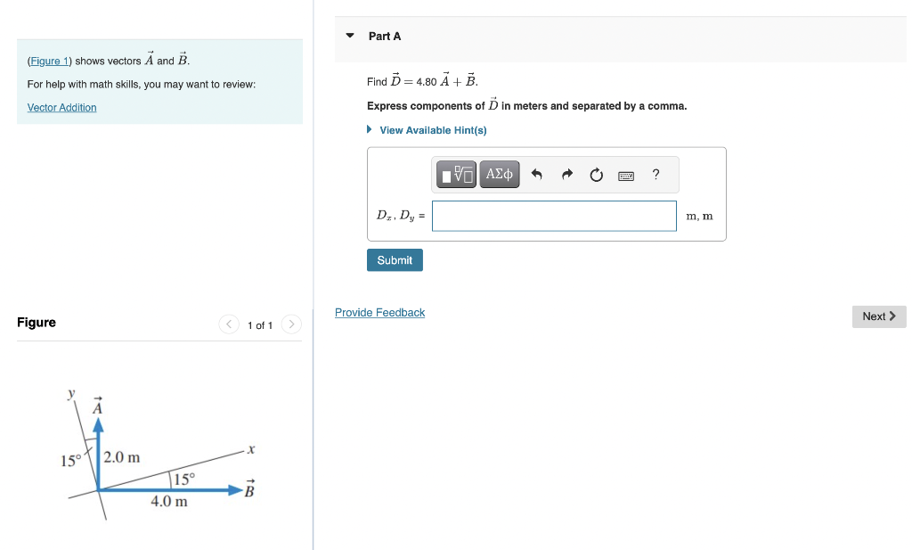 Solved (Figure 1) shows vectors A and B. For help with math | Chegg.com