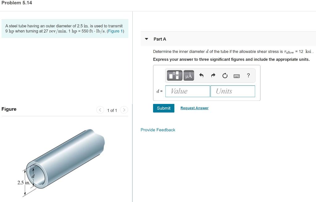 Solved Problem 5.14 A steel tube having an outer diameter of | Chegg.com