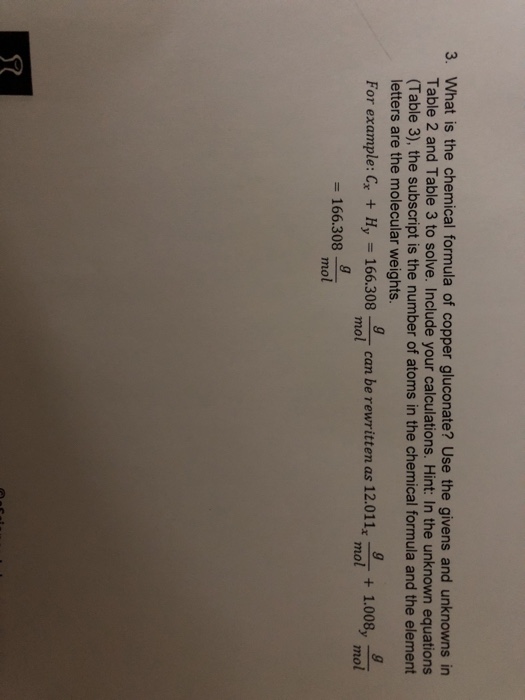 3. What is the chemical formula of copper gluconate?