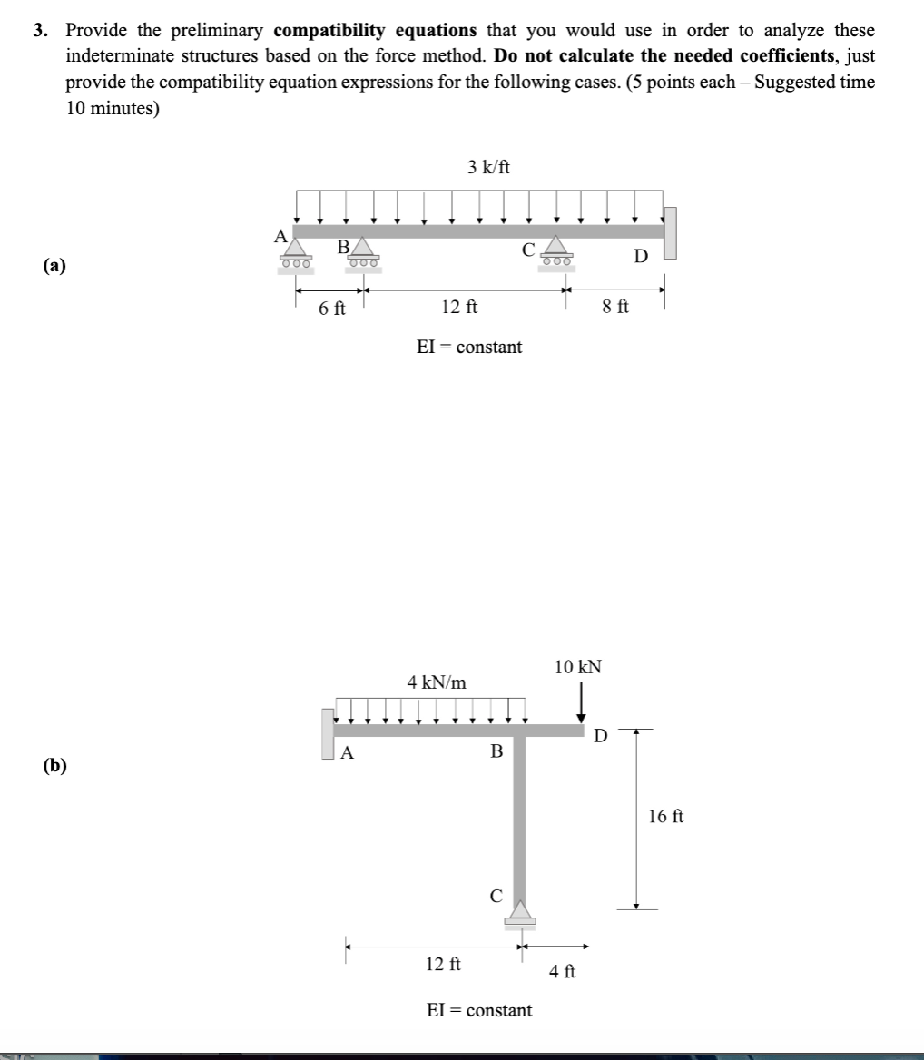 Solved 3. Provide the preliminary compatibility equations | Chegg.com