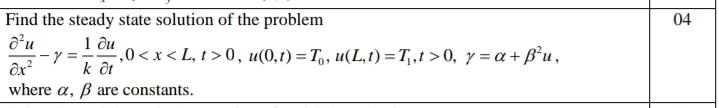 Solved 04 Find the steady state solution of the problem au 1 | Chegg.com