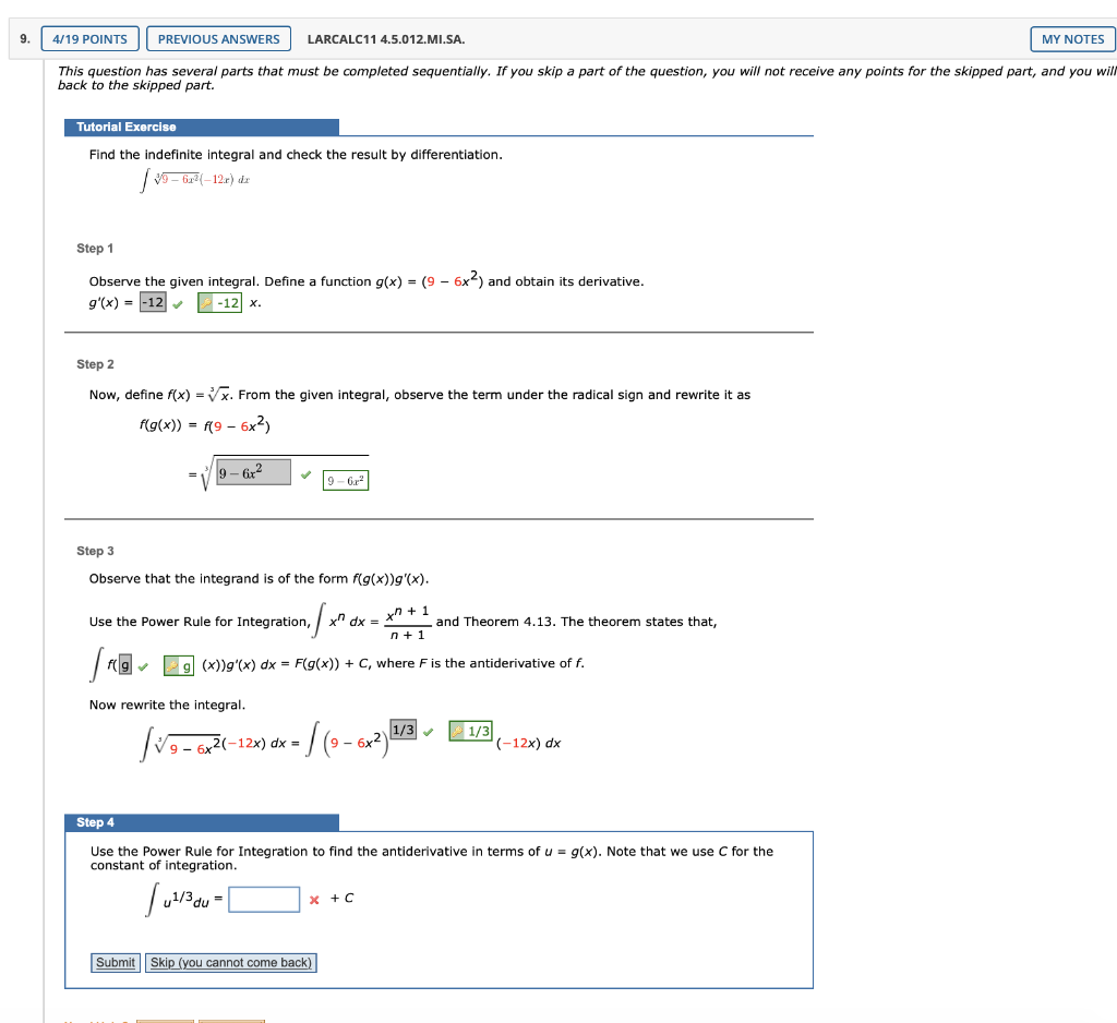 Solved 4/19 POINTS || PREVIOUS ANSWERS LARCALC11 | Chegg.com
