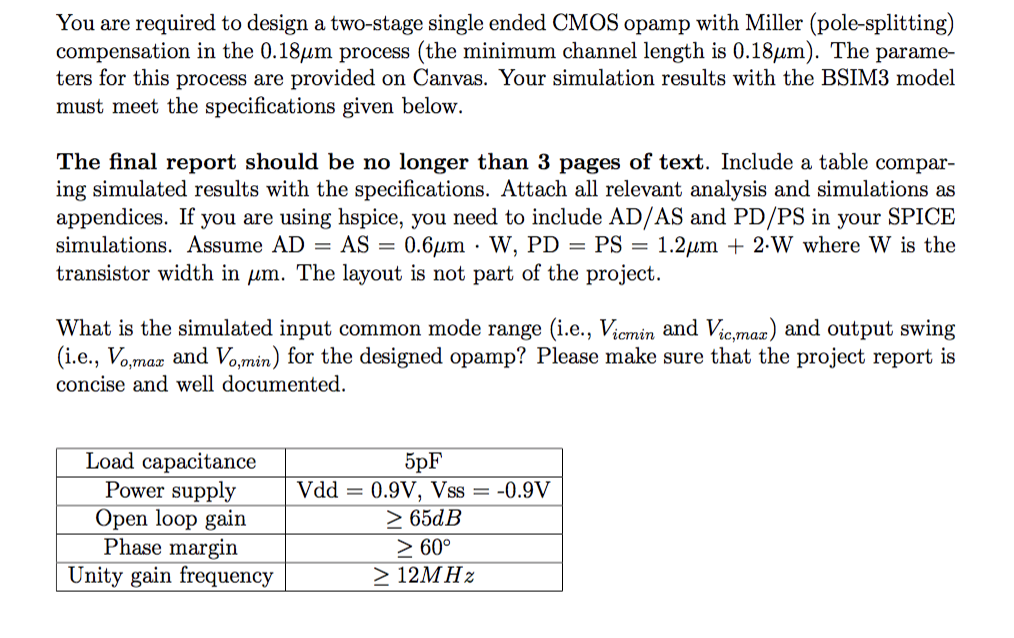 You are required to design a two-stage single ended | Chegg.com