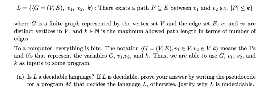 L G V E V1 V2 K There Exists A Path P Chegg Com