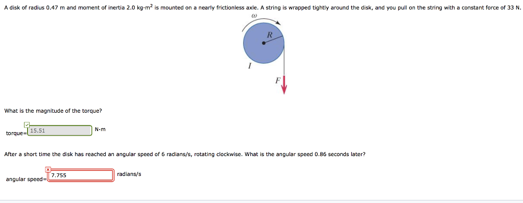 moment of inertia rotating disk graph
