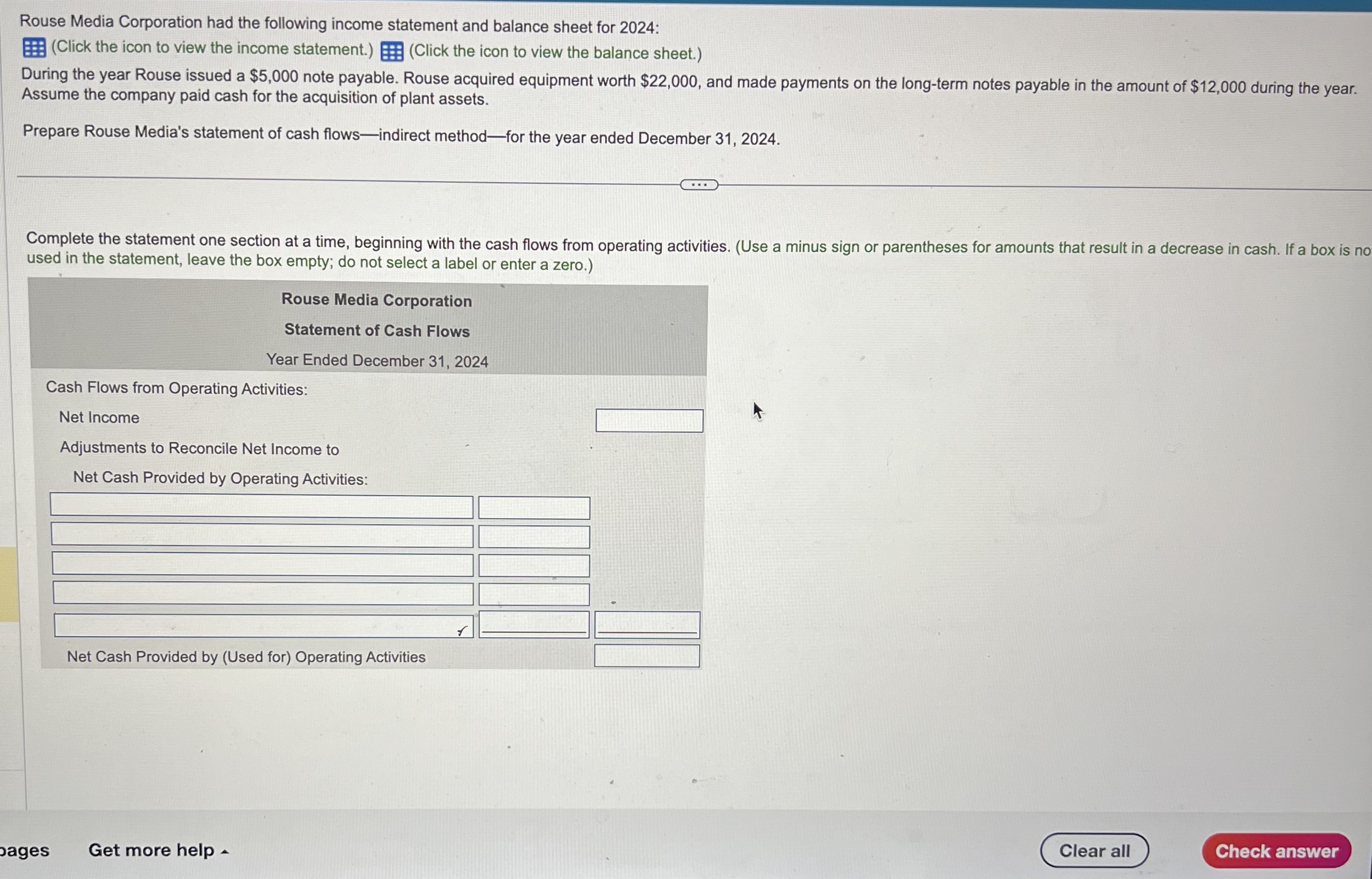 Rouse Media Corporation had the following