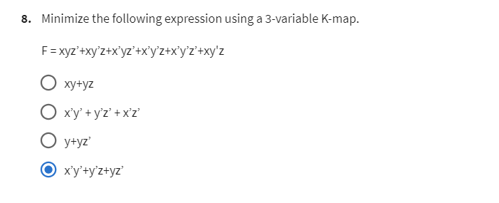 Solved Minimize The Following Expression Using A 3 Variable