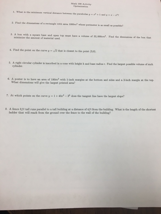 Solved What is the minimum vertical distance between the